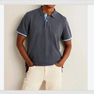 BODEN Men's Piqué Polo Shirt London Grey Size XL Golf Business Casual Workwear